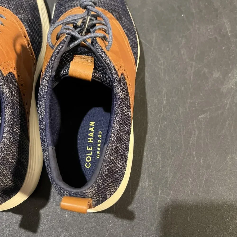 Cole Haan Grand Tour Knit Oxford Shoes Mens 11.5 Navy Brown OS Casual Sneakers